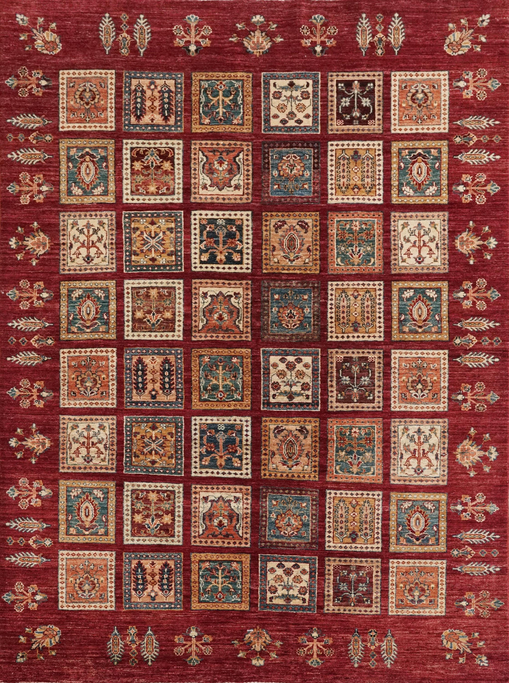 6x8 Ft Red Gabbeh Rug - Hand Knotted Oriental Rug - Garden Design