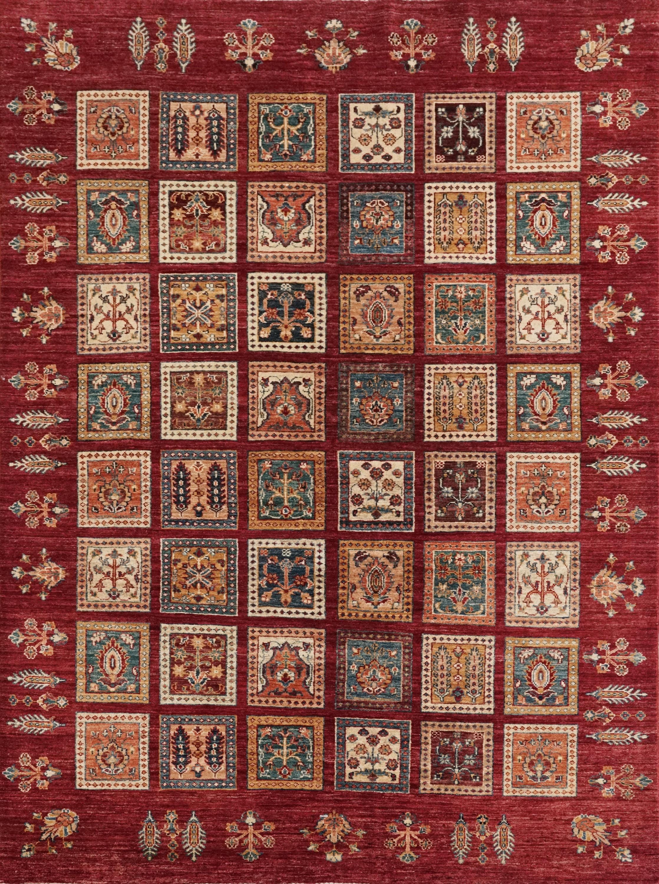 6x8 Ft Red Gabbeh Rug - Hand Knotted Oriental Rug - Garden Design