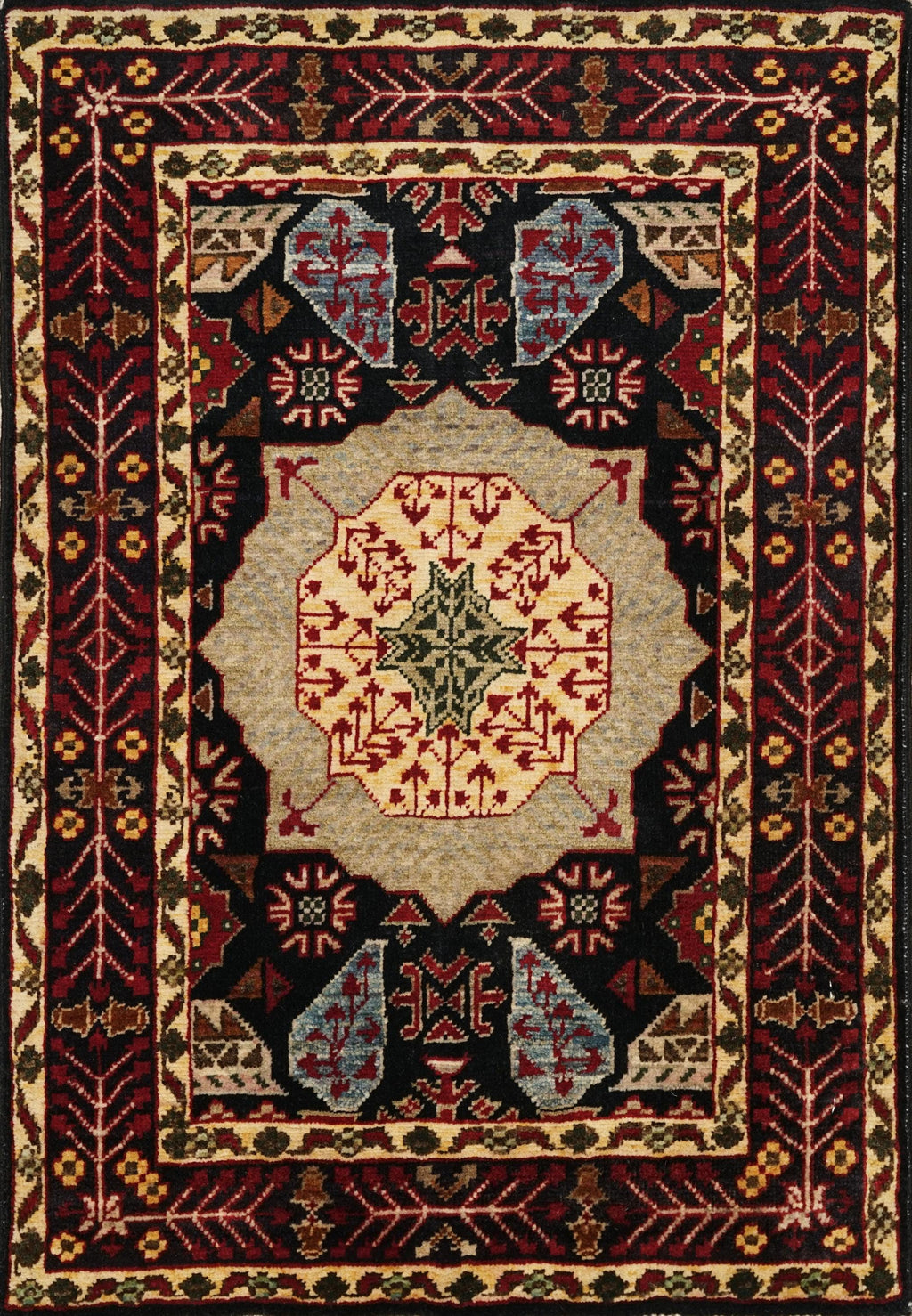 2x3 Ft Hand Knotted Mamluk Rug - Oriental Accent Rug