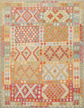 6x8 Ft Orange Tribal Kilim Rug - Flat Weave Afghan Rug