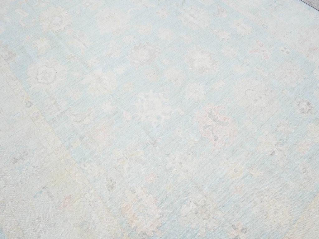 9x12 Ft Muted Blue Oushak Rug - Handmade Area Rug - Turkish Design