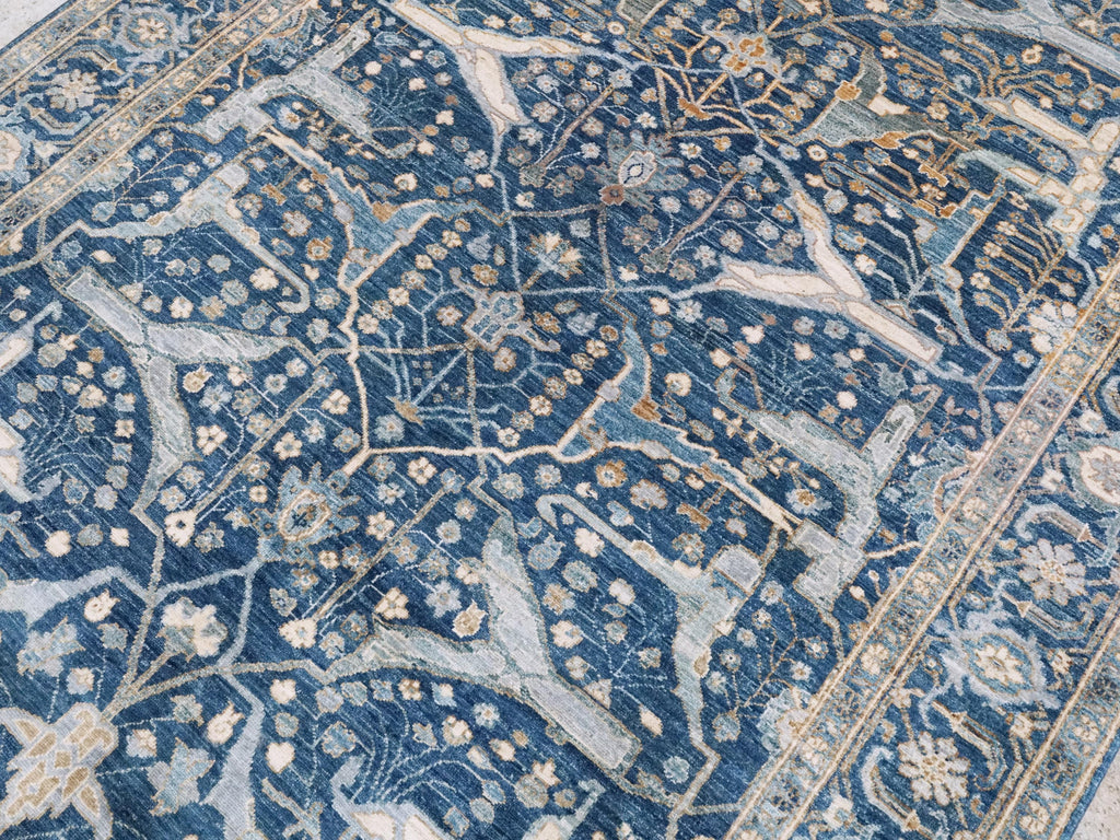 6x9 FT Hand Knotted Blue Serapi Wool Rug - Oriental Area Rug