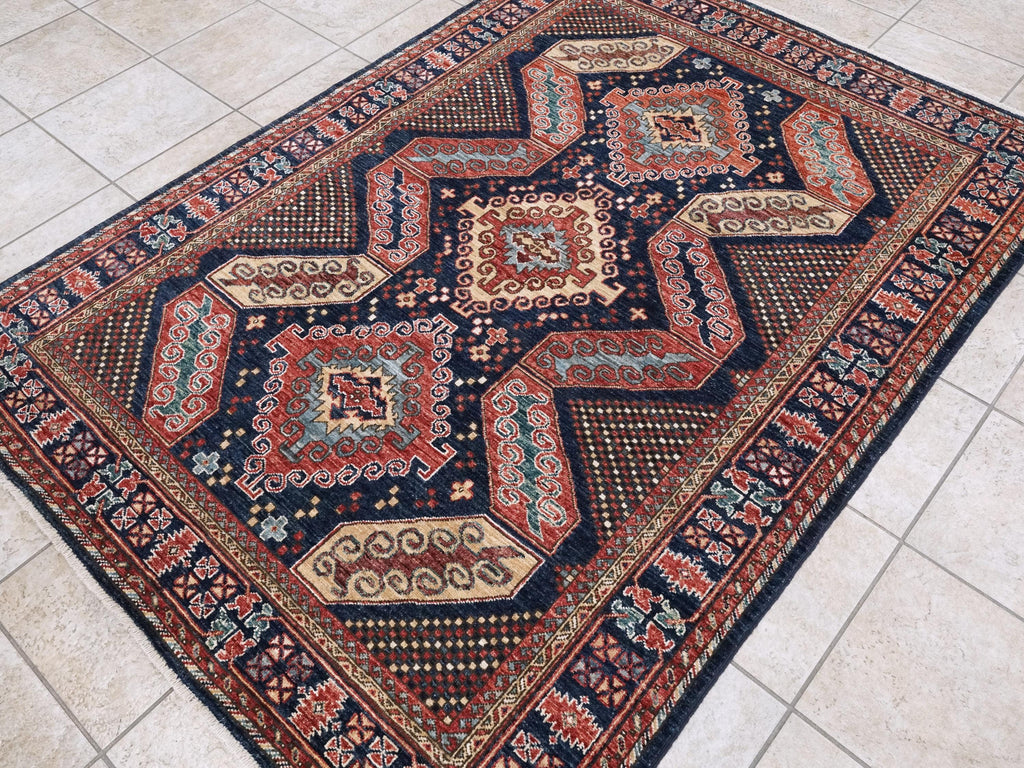 5x7 Ft Blue Heriz Rug - Ghazni Wool Oriental Rug