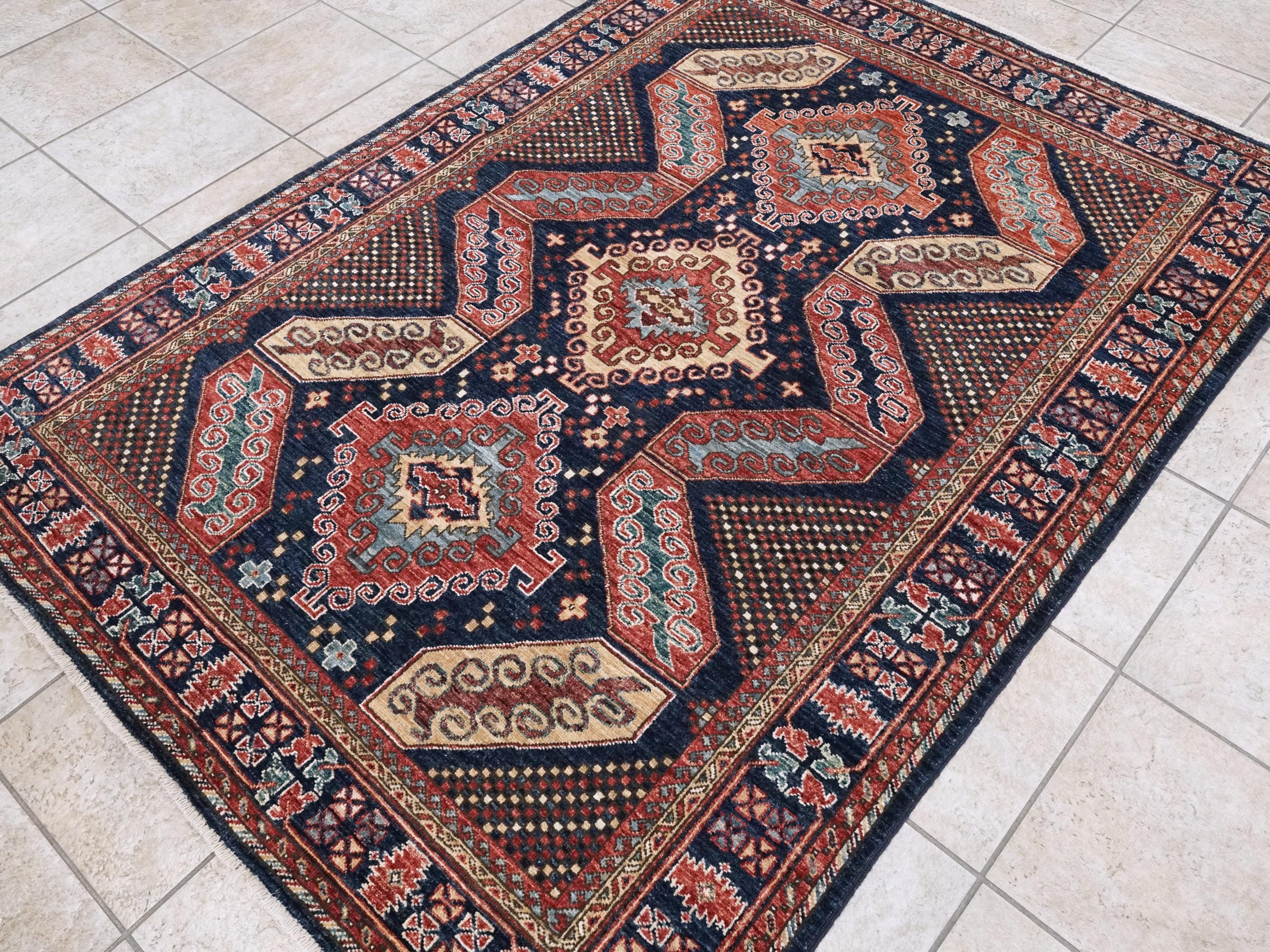 5x7 Ft Blue Heriz Rug - Ghazni Wool Oriental Rug