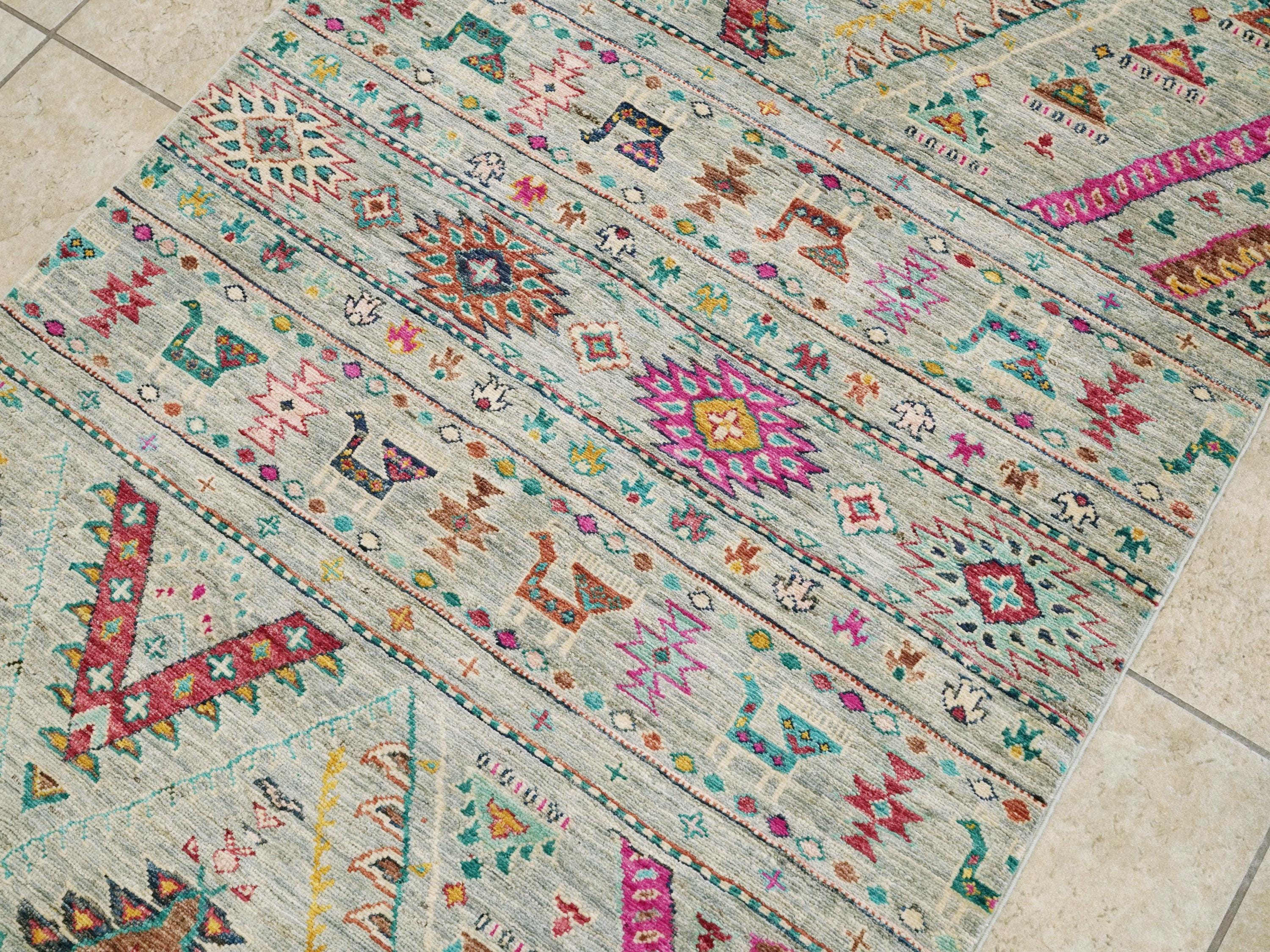 3x5 Ft Hand Knotted Khorjin Rug - Traditional Afghan Rug