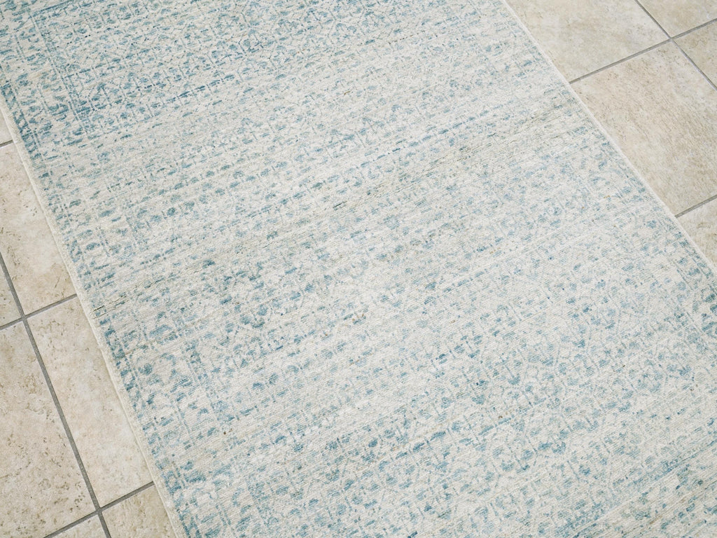3x5 Ft Handmade Heriz Rug - Blue Vintage Area Rug