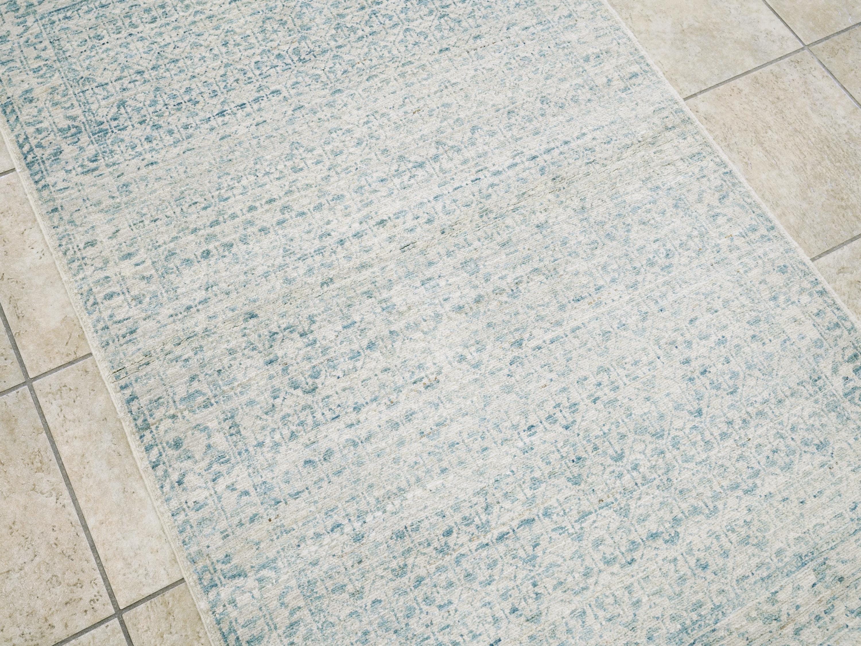 3x5 Ft Handmade Heriz Rug - Blue Vintage Area Rug