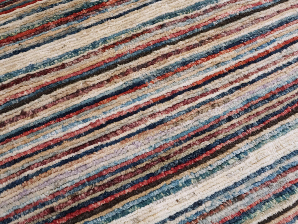 6x9 Ft Colorful Gabbeh Rug - Afghan Wool Area Rug - Striped Design