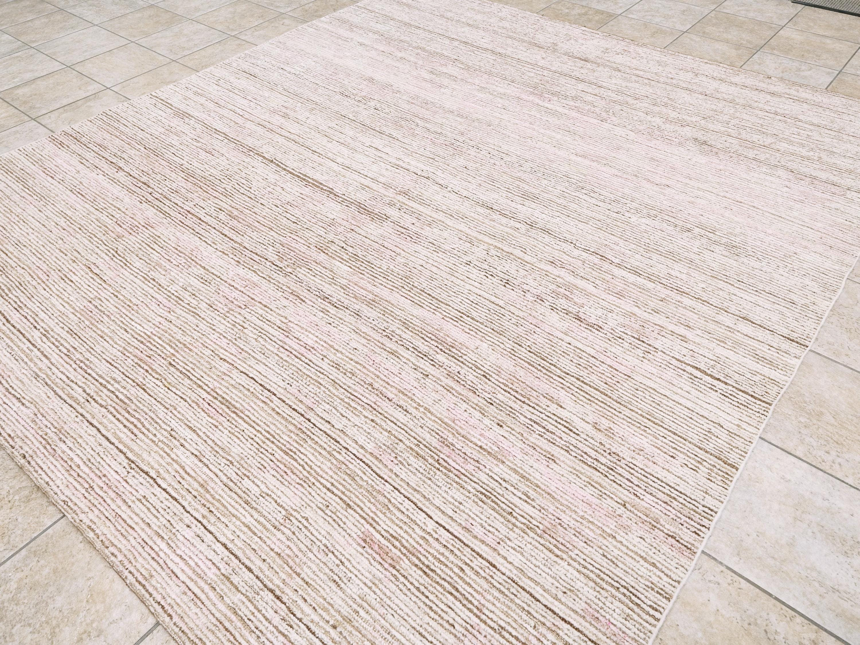 8x10 Ft Pinkish Beige Moroccan Rug - Afghan Handmade Wool Rug