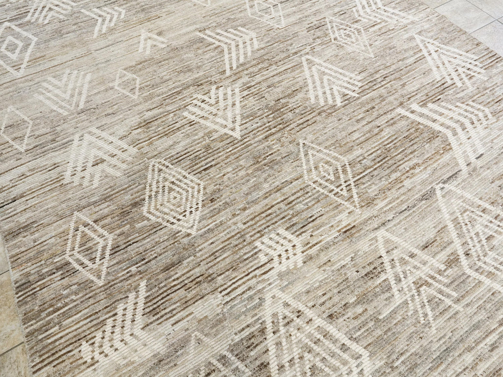10x14 Ft Handmade Moroccan Rug - Light Brown Wool Rug