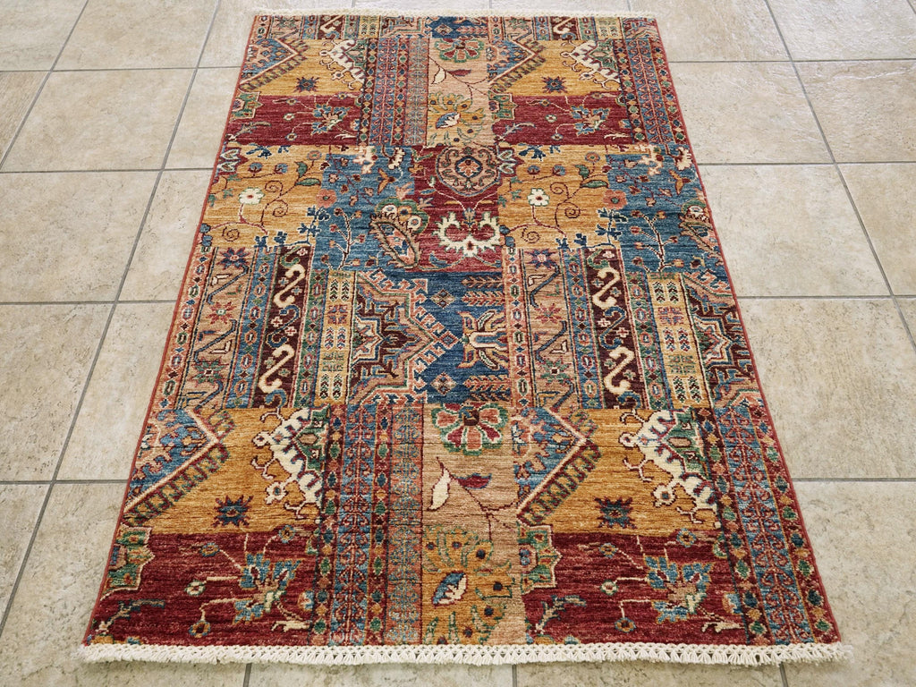 3x5 Ft Hand Knotted Red Gabbeh Rug - Oriental Rug