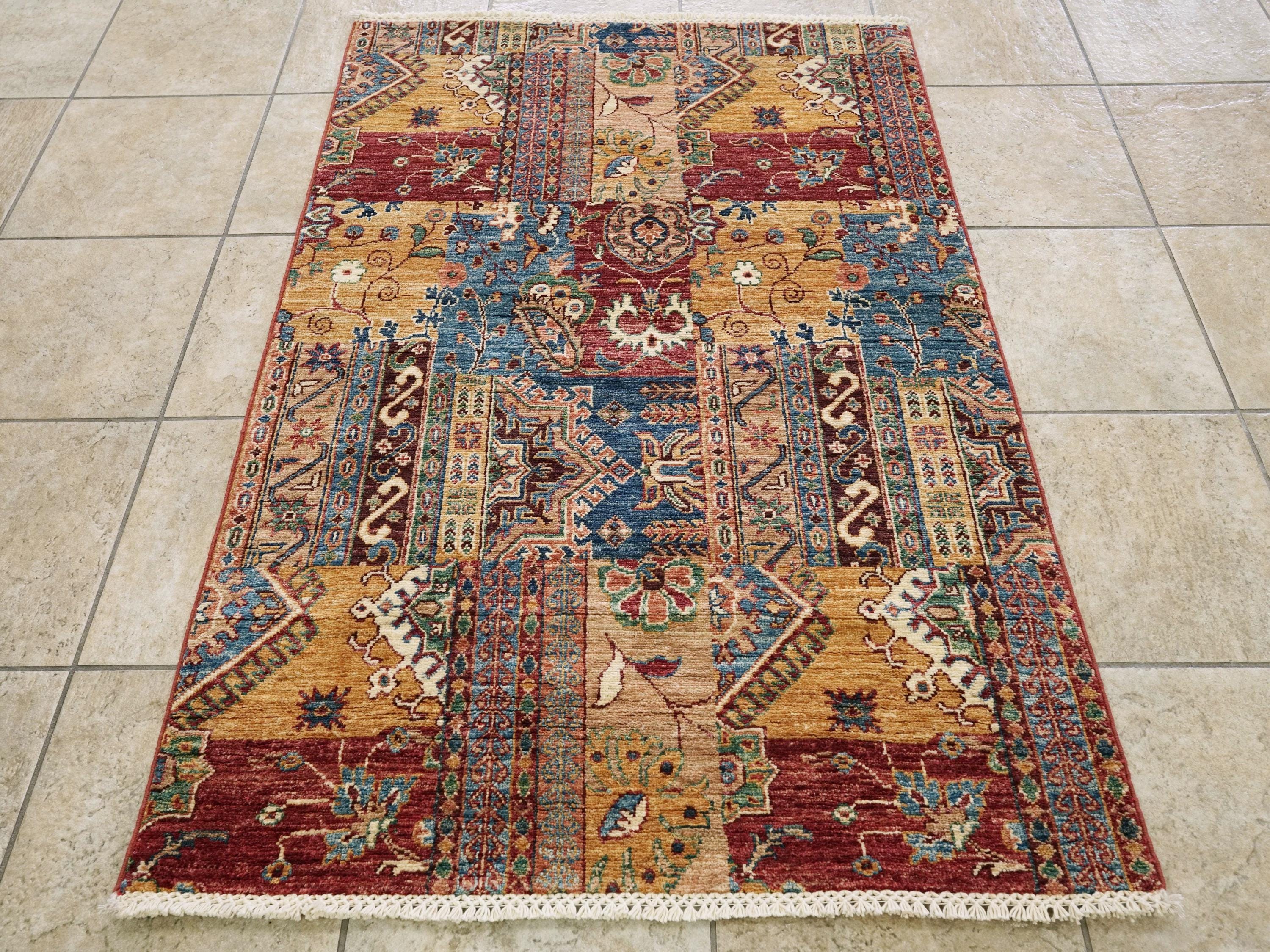 3x5 Ft Hand Knotted Red Gabbeh Rug - Oriental Rug