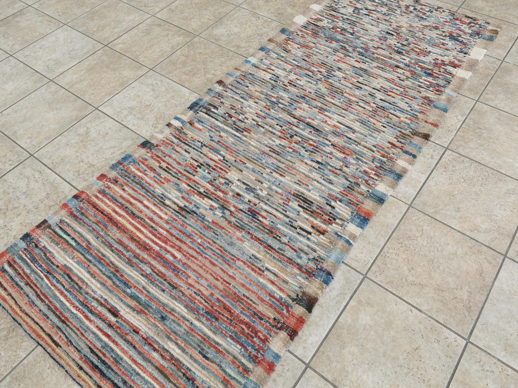 8 Ft Moroccan Runner Rug - Colorful Handmade wool Rug