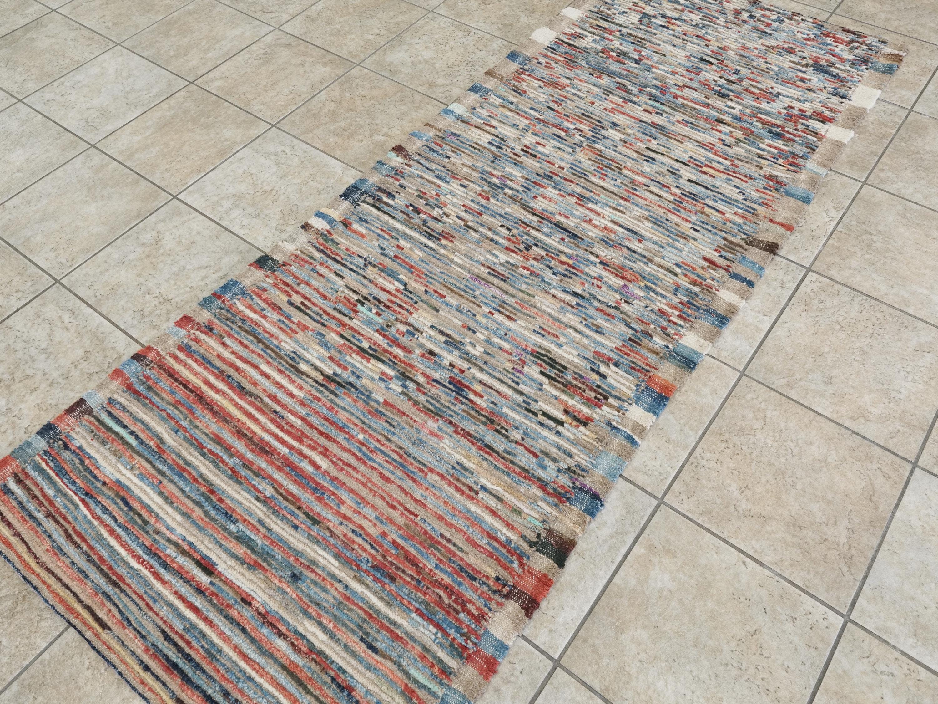 8 Ft Moroccan Runner Rug - Colorful Handmade wool Rug