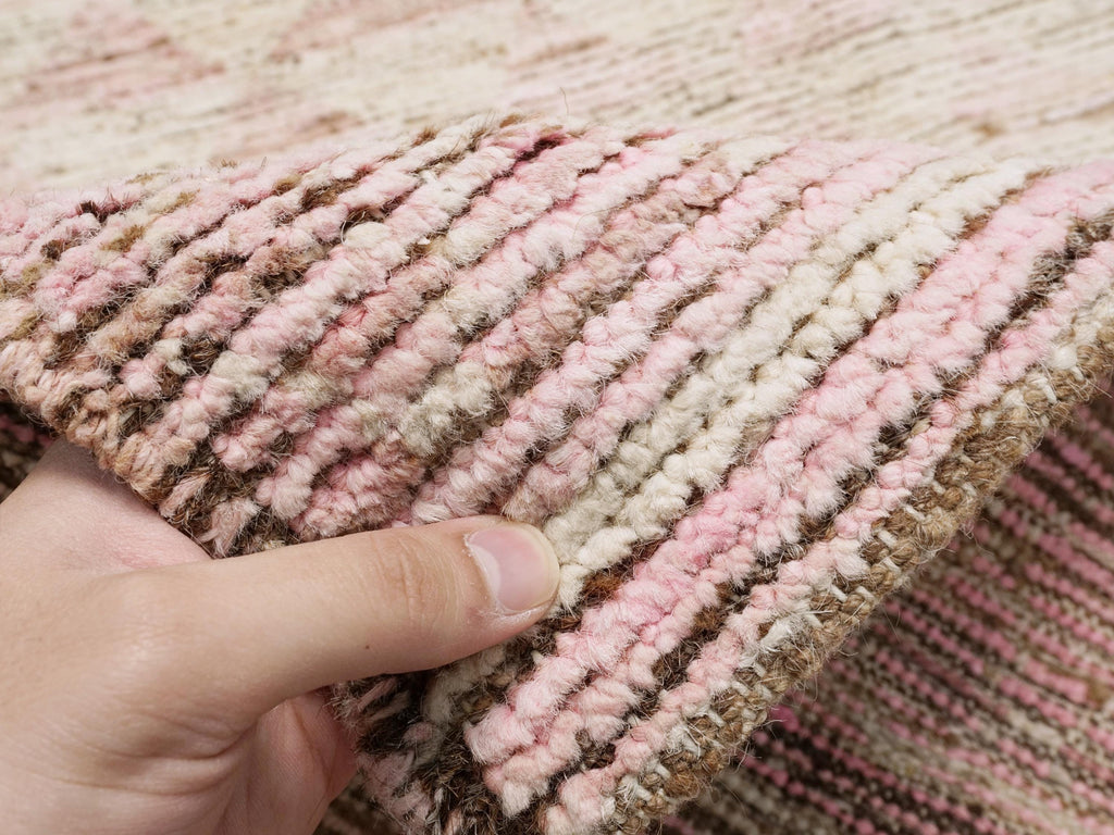 6x8 Ft Pink Moroccan Wool Rug - Hand-Knotted Area Rug