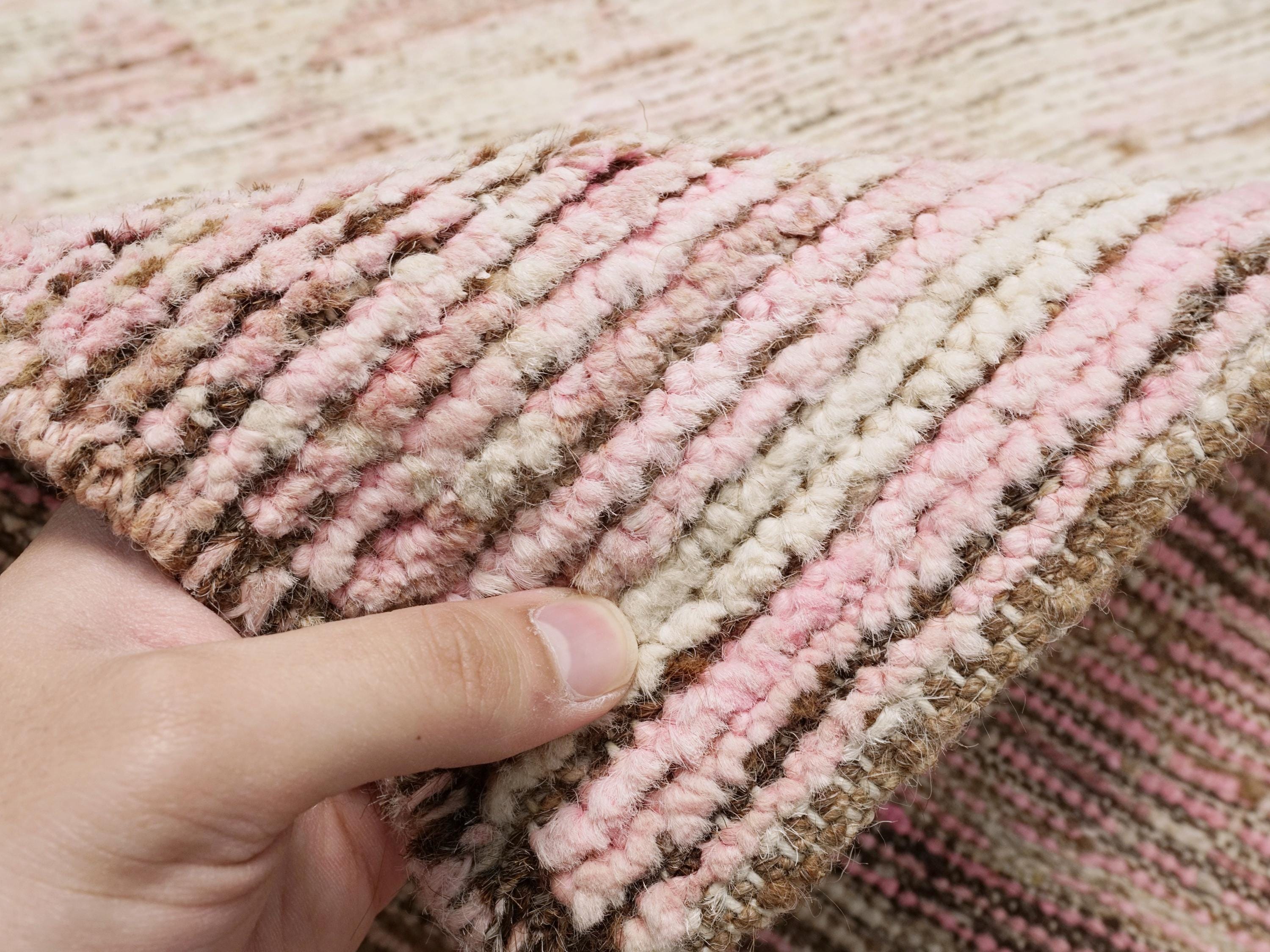 6x8 Ft Pink Moroccan Wool Rug - Hand-Knotted Area Rug