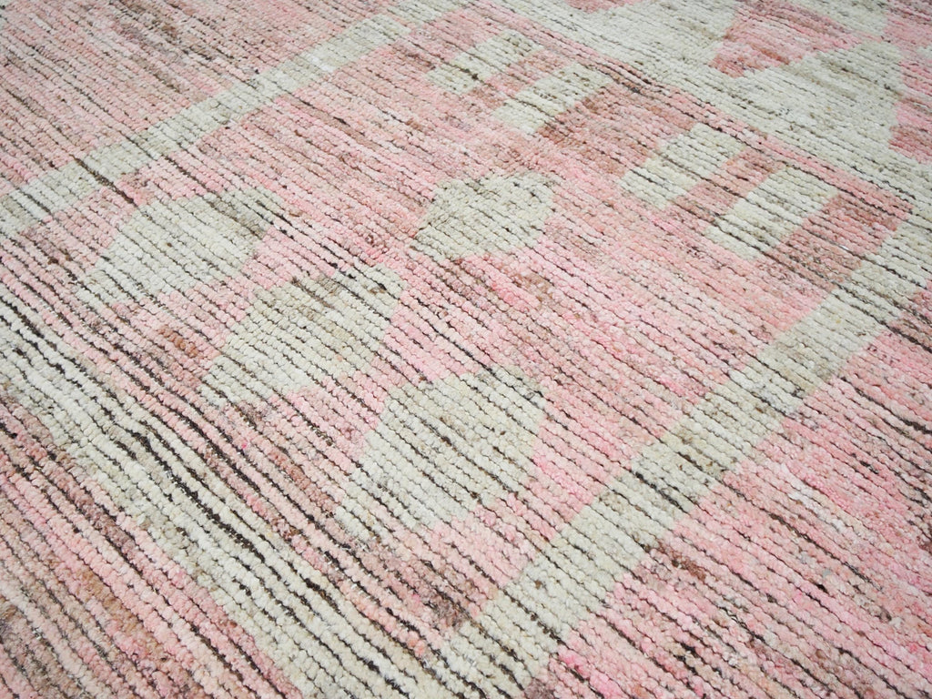 8x9 Ft Pink Moroccan Rug - Handmade Wool Area Rug