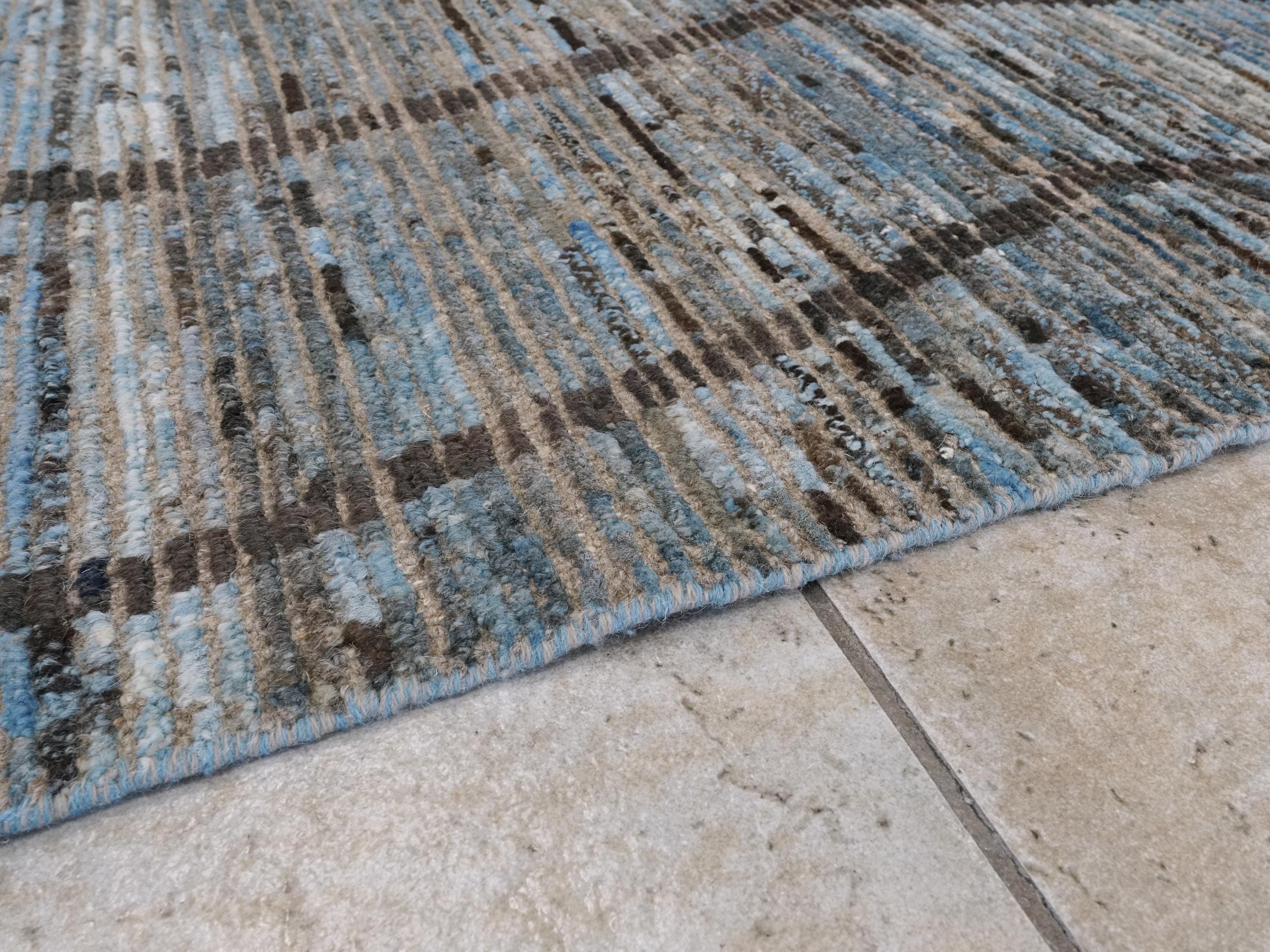 10x14 Ft Blue Moroccan Rug - Afghan Handmade Wool Rug