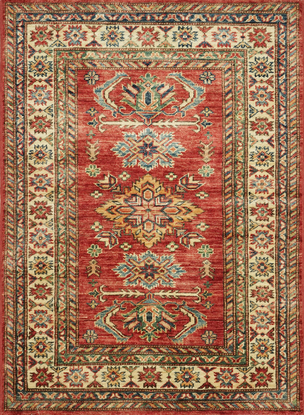 3x4 Ft Red Kazak Rug - Handmade Oriental Wool Rug
