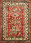 3x4 Ft Red Kazak Rug - Handmade Oriental Wool Rug
