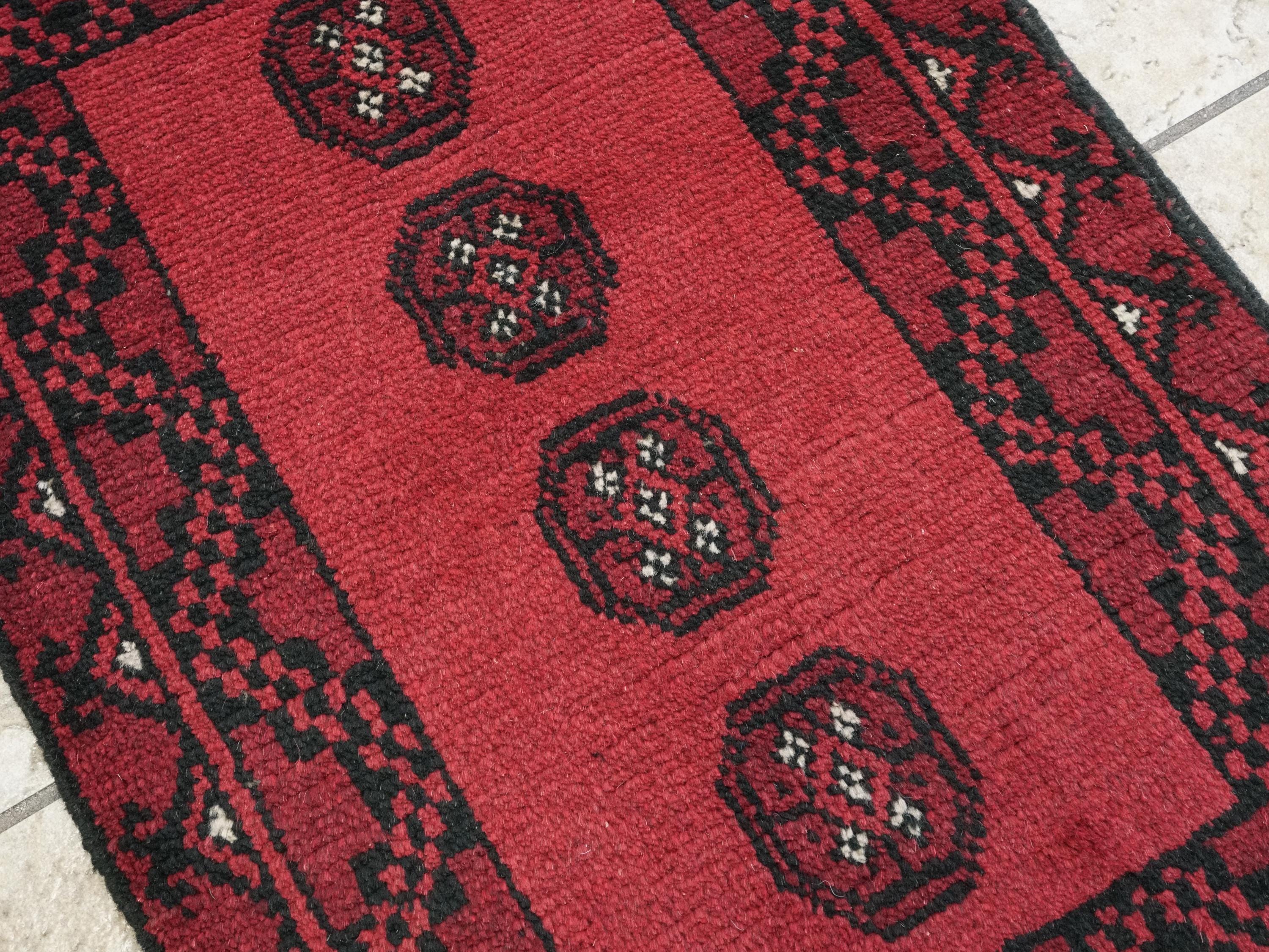 2x3 Ft Red Khal Mohammadi Rug - Hand Knotted Turkmen Wool Rug