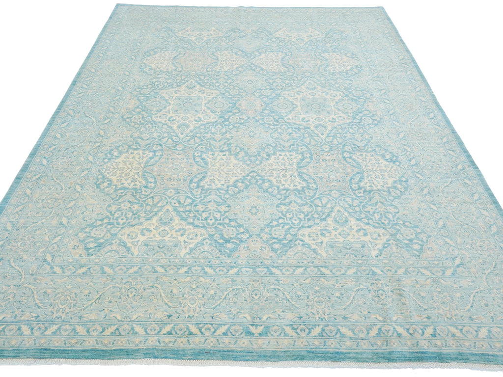 8x10 Ft Light Blue Serapi Rug - Hand Knotted Afghan Wool Rug