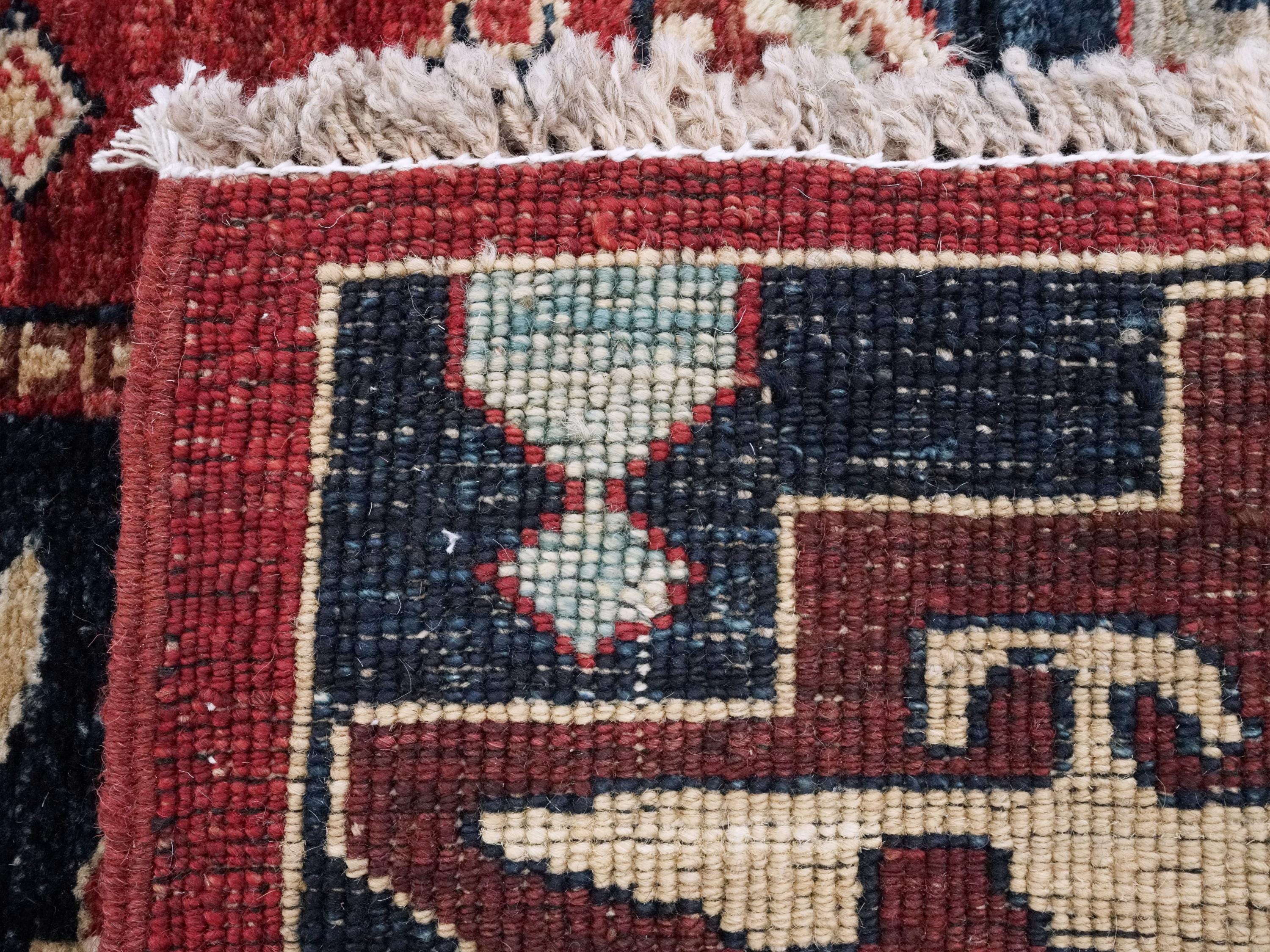 5x8 Ft Red & Blue Sarkisla Rug - Hand Knotted Wool Area Rug - Persian Design