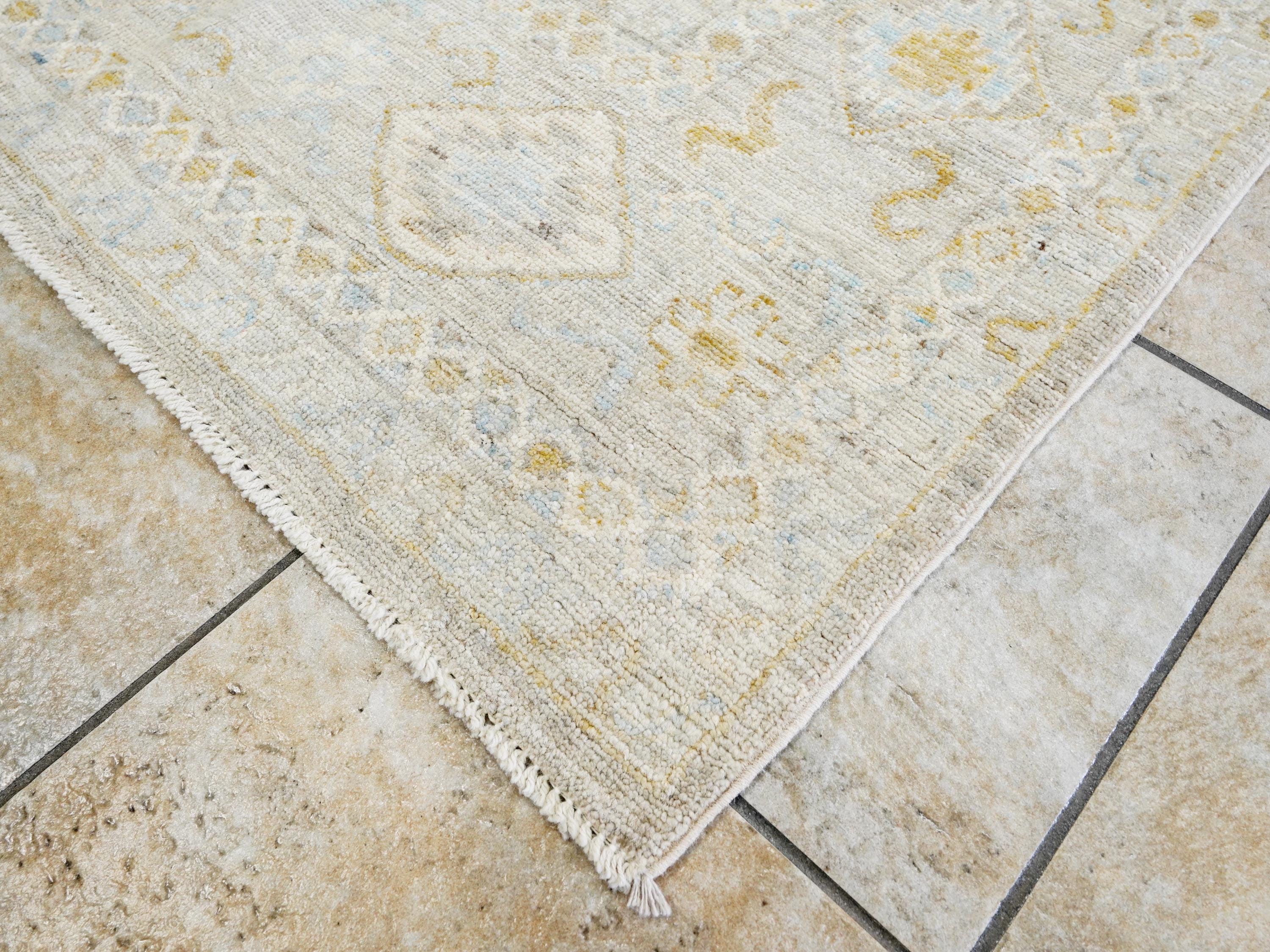 8x10 Ft Light Brown Ushak Rug - Hand Knotted Oriental Rug - Ottoman Design