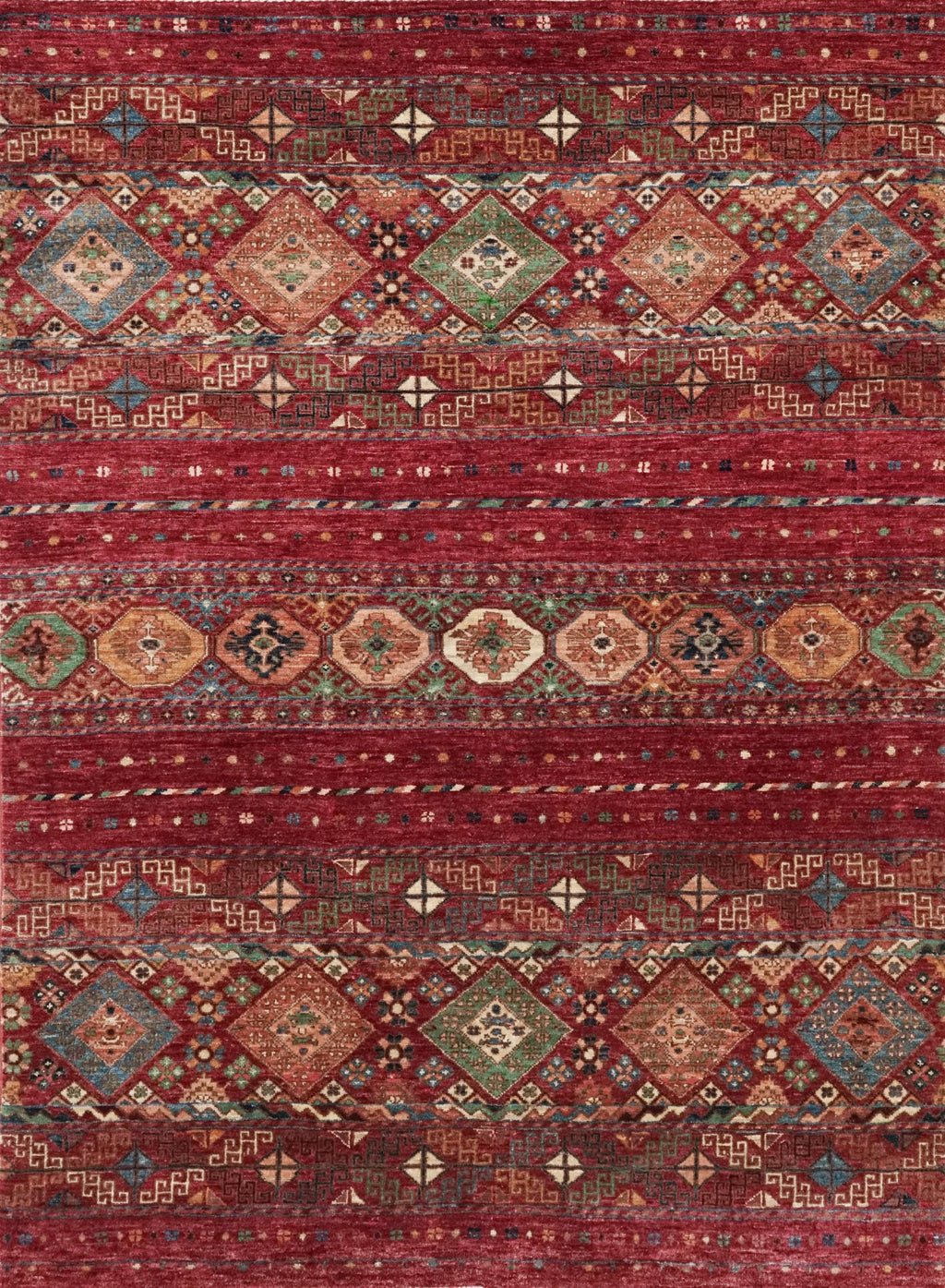 5x7 Ft Red Khorjin Rug - Hand Knotted Wool Tribal Rug