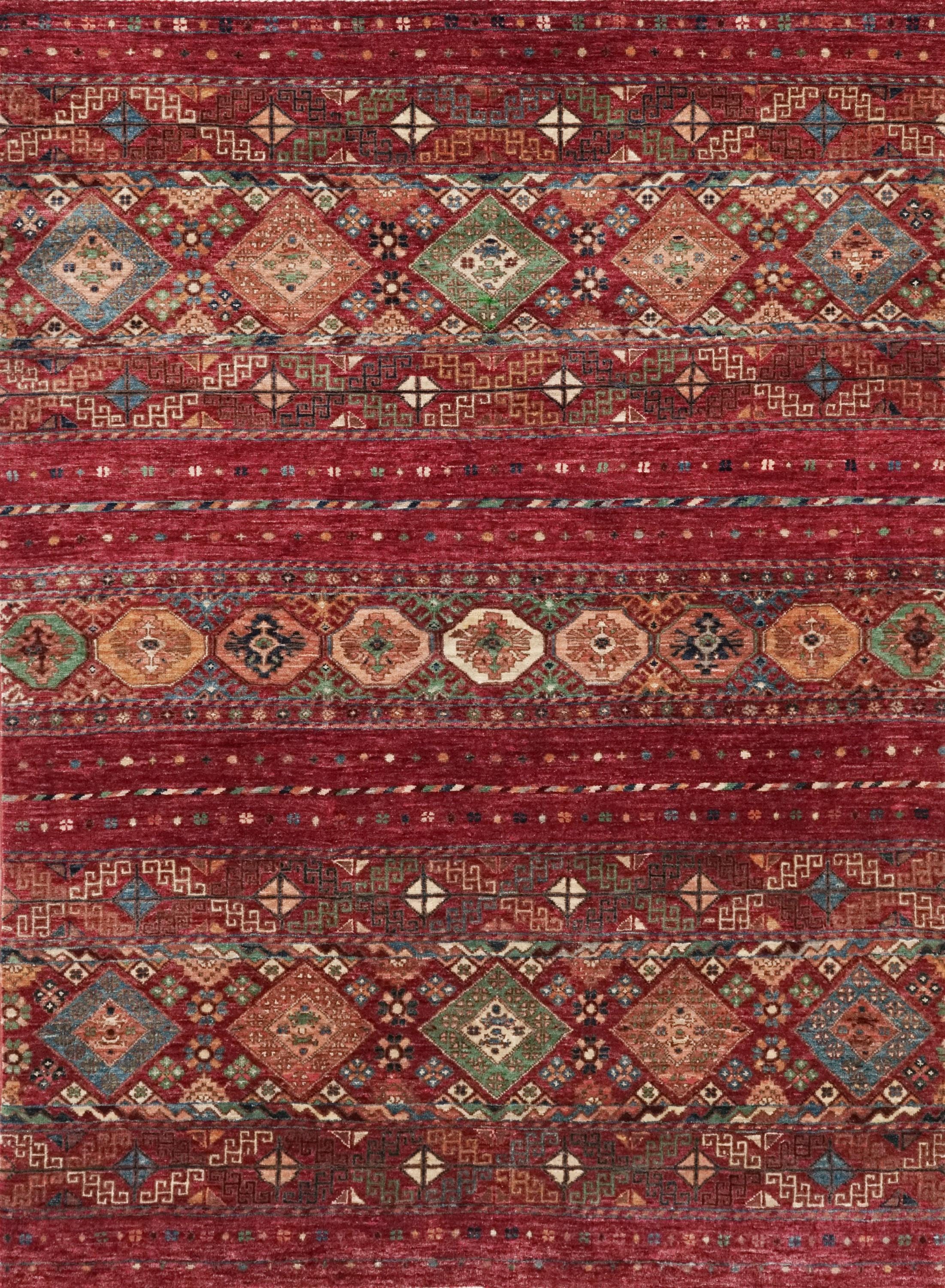 5x7 Ft Red Khorjin Rug - Hand Knotted Wool Tribal Rug