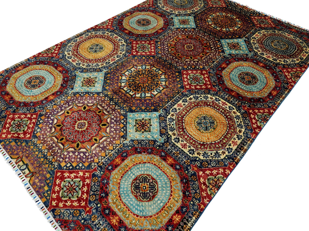 7x10 Ft Colorful Mamluk Rug - Hand Knotted Afghan Rug