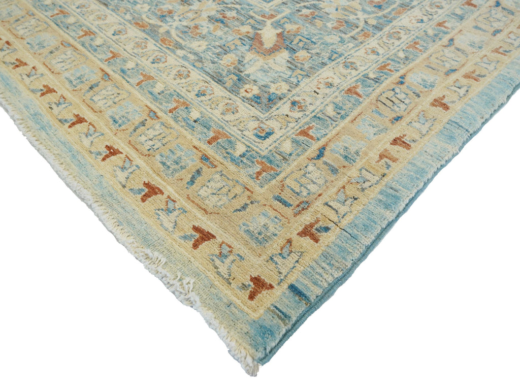9x13 Ft Light Blue Serapi Rug - Hand Knotted Antique Rug - Persian Design