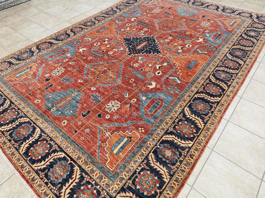 8x12 Ft Red Heriz Rug - Afghan Wool Oriental Rug