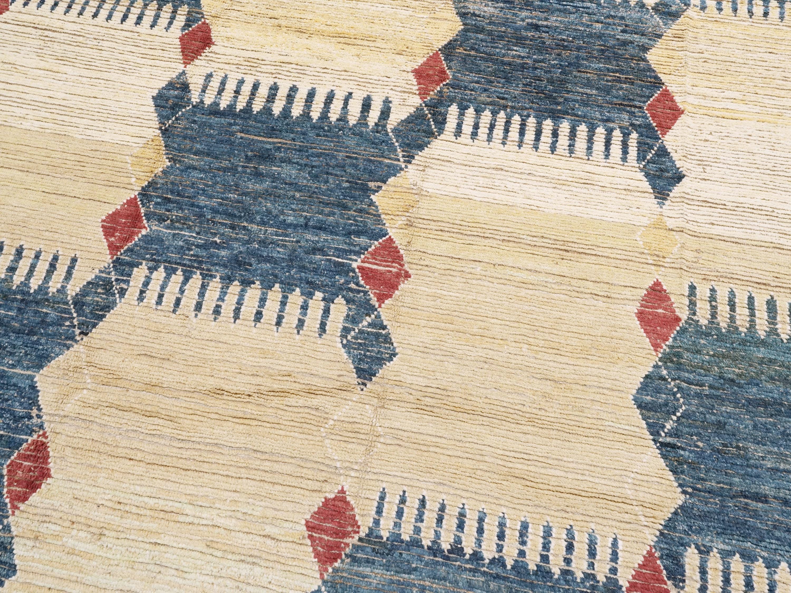 8x10 Ft Yellow & Blue Moroccan Rug - Afghan Wool Rug