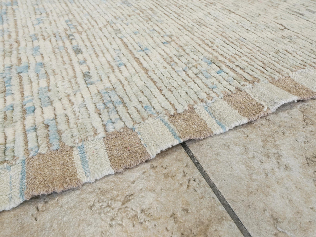 17 Ft Light Blue Moroccan Runner Rug - Hand Knotted Wool Rug