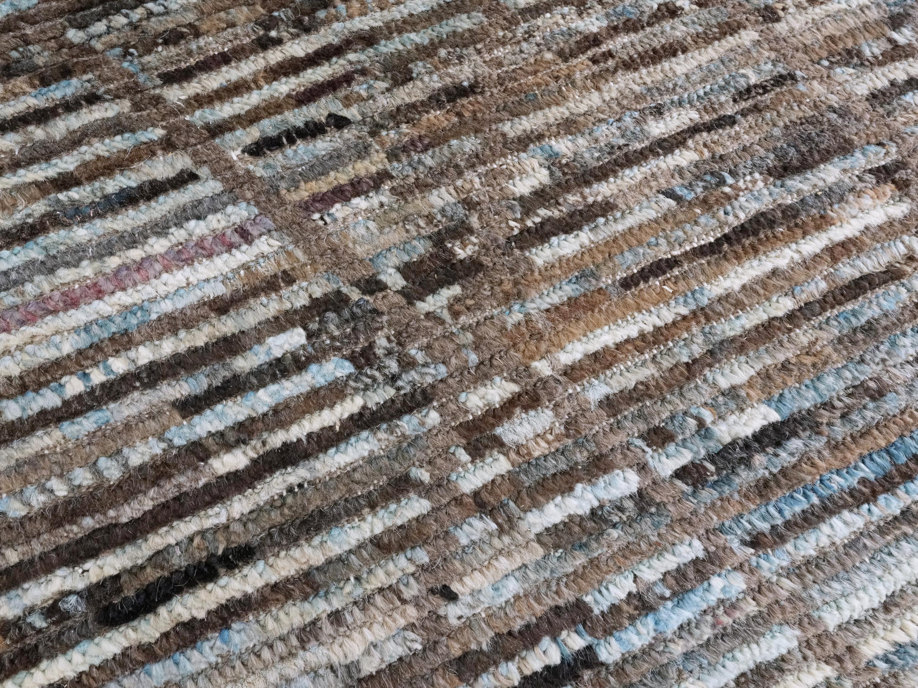 16 Ft Blue Moroccan Runner Rug - Afghan Handmade Hallway Rug - Contemporary Design