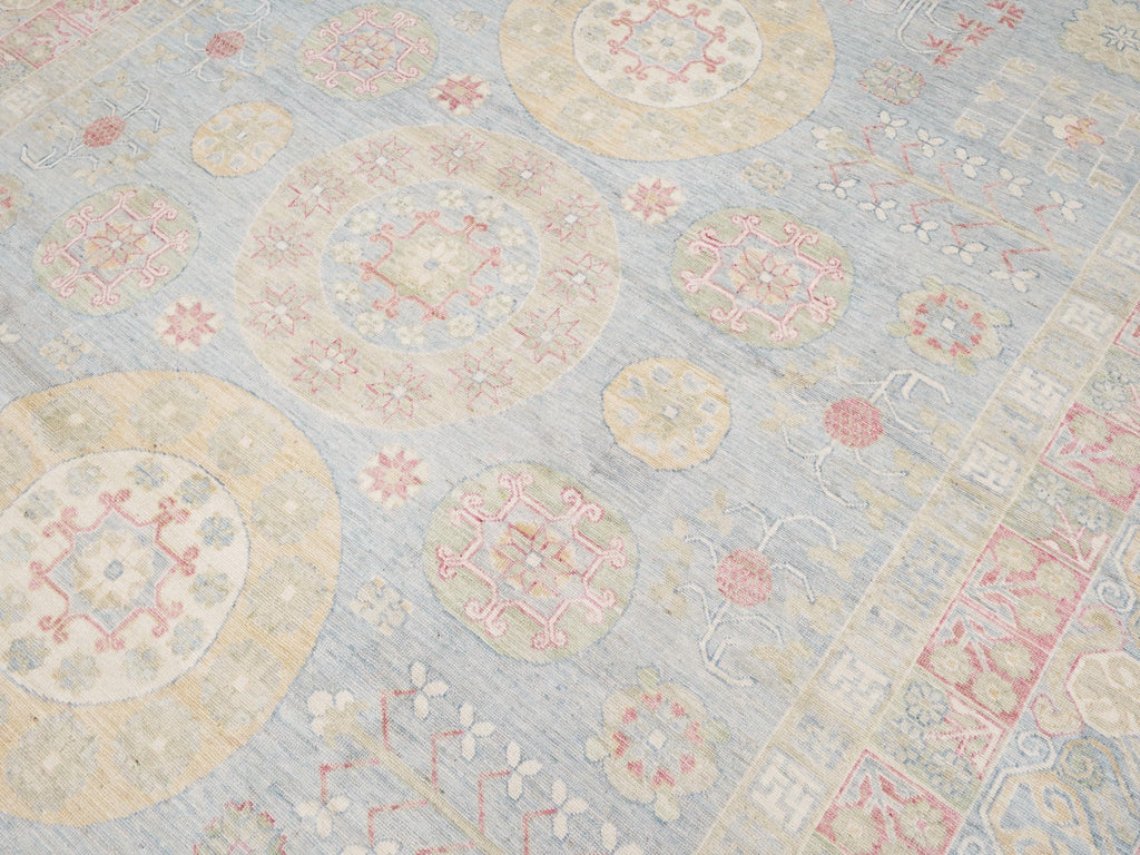 10x14 Ft Colorful Muted Ushak Rug - Hand Knotted Afghan Rug - Ottoman Design