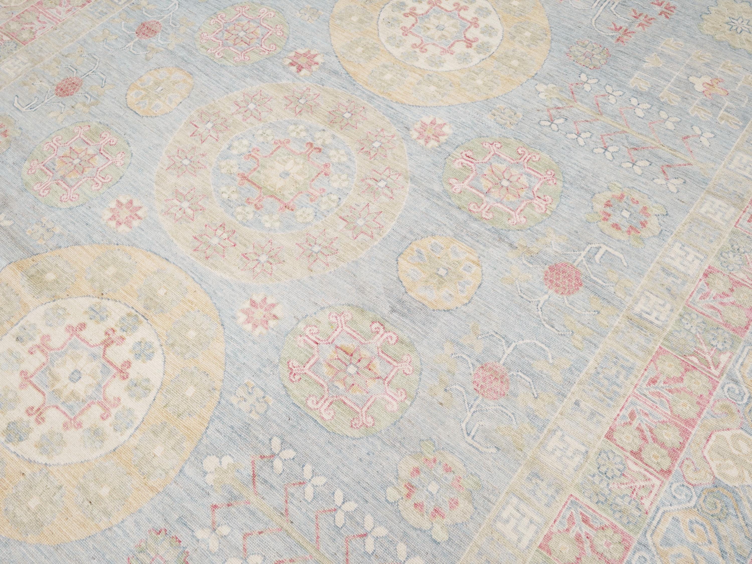 10x14 Ft Colorful Muted Ushak Rug - Hand Knotted Afghan Rug - Ottoman Design