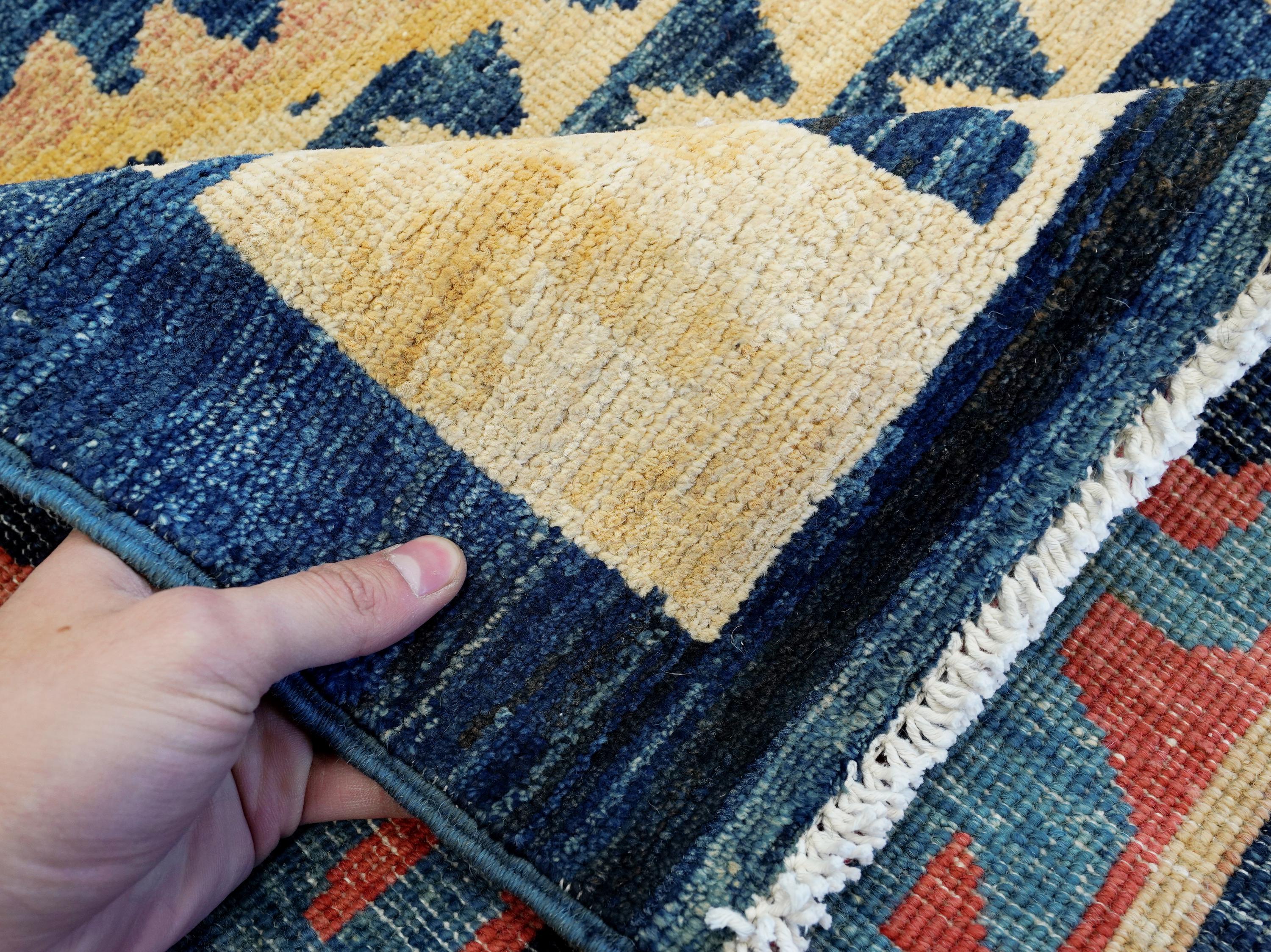 6x9 Ft Antique Tibetan Rug - Beige & Blue Chinese Design