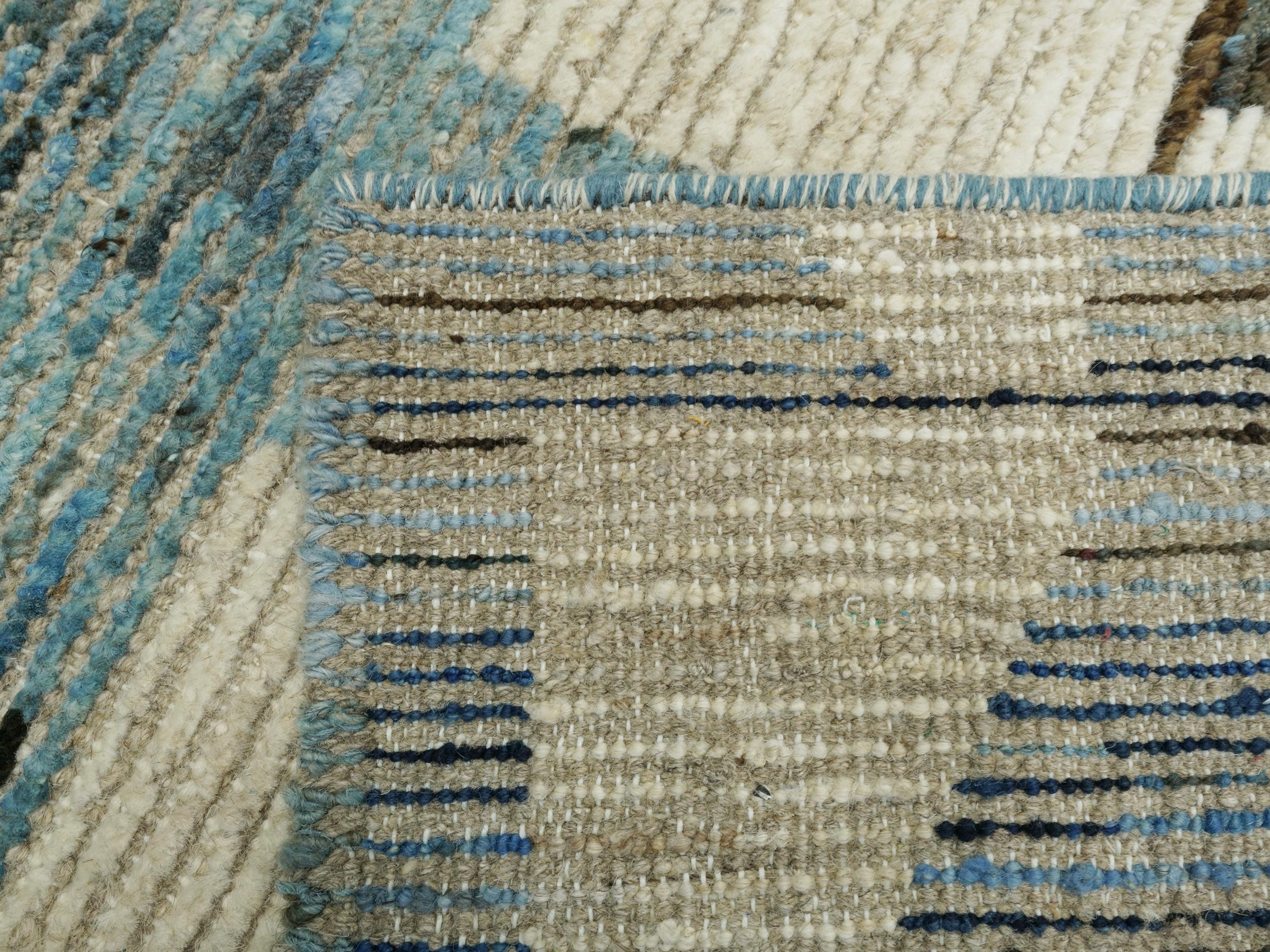 3x5 Ft Blue Moroccan Rug - Hand Knotted Area Rug