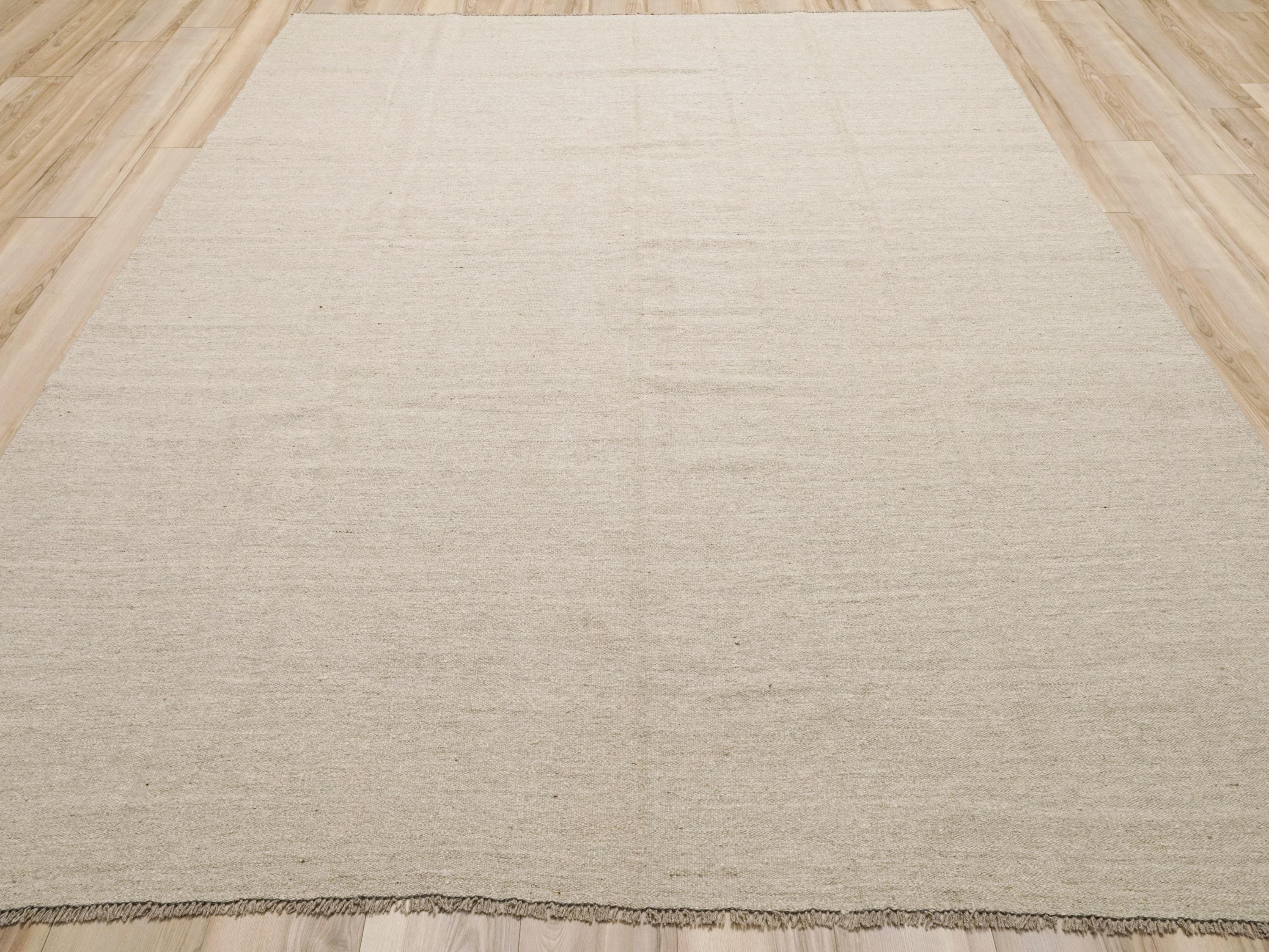 8x10 Ft Beige Kilim Rug - Handwoven Afghan Wool Rug