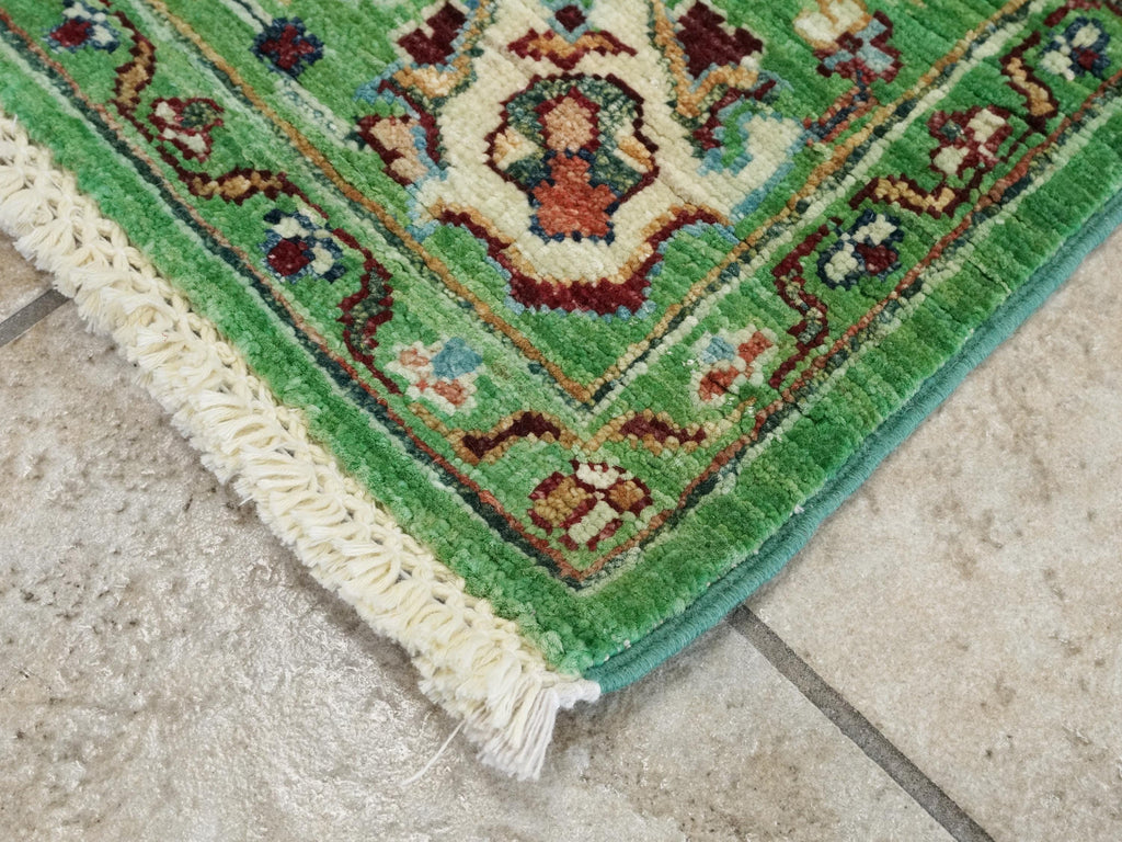 4x6 Ft Green Bidjar Rug - Hand Knotted Oriental Rug - Persian Design