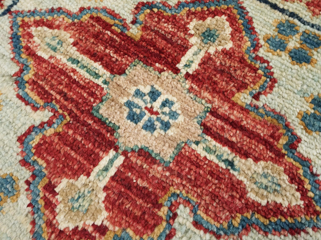 1x2 Ft Hand Knotted Heriz Rug - Blue & Red Afghan Wool