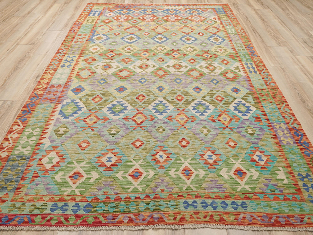 7x10 Ft Maimana Kilim Rug - Flat Weave Tribal Rug