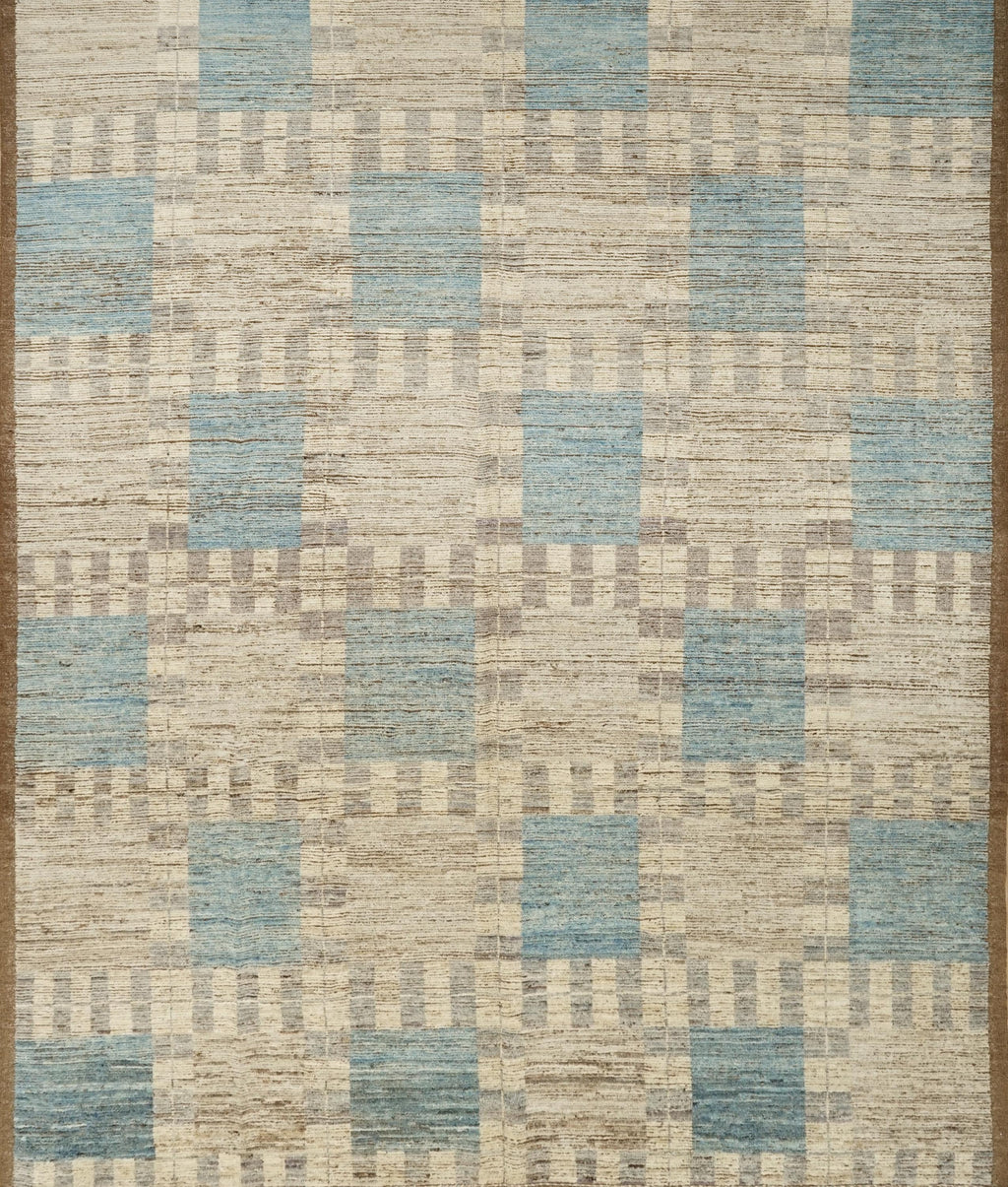 9x12 Ft Blue Moroccan Wool Rug - Hand Knotted Area Rug
