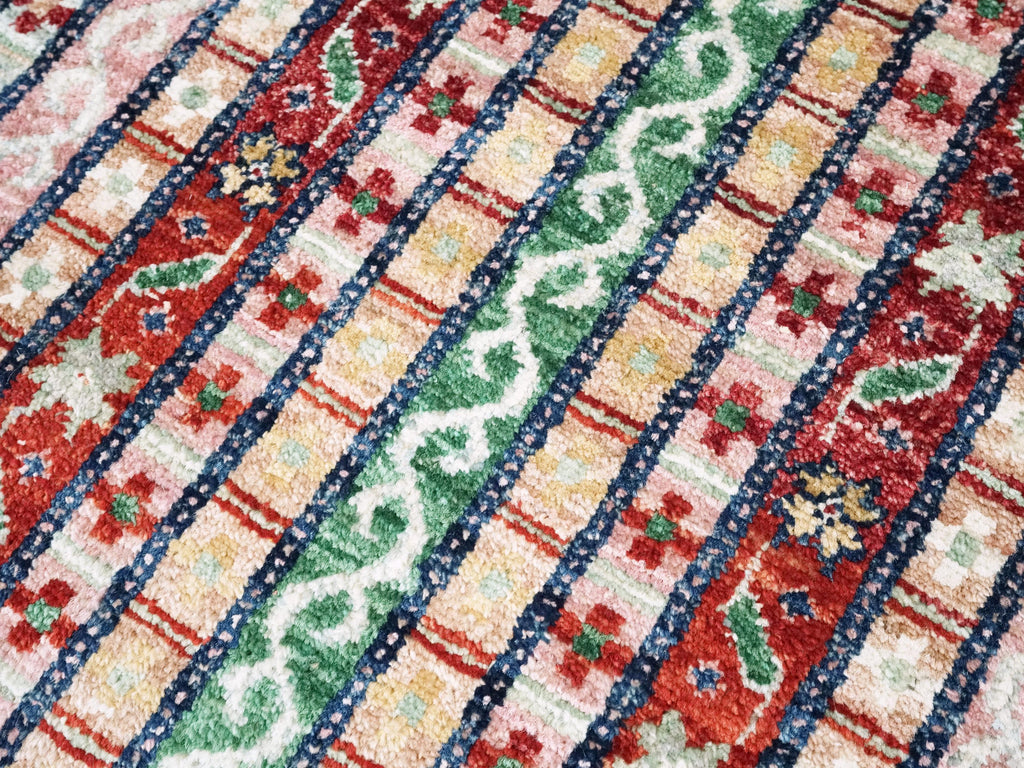 2x3 Ft Green & Pink Khorjin Rug - Afghan Wool Accent Rug