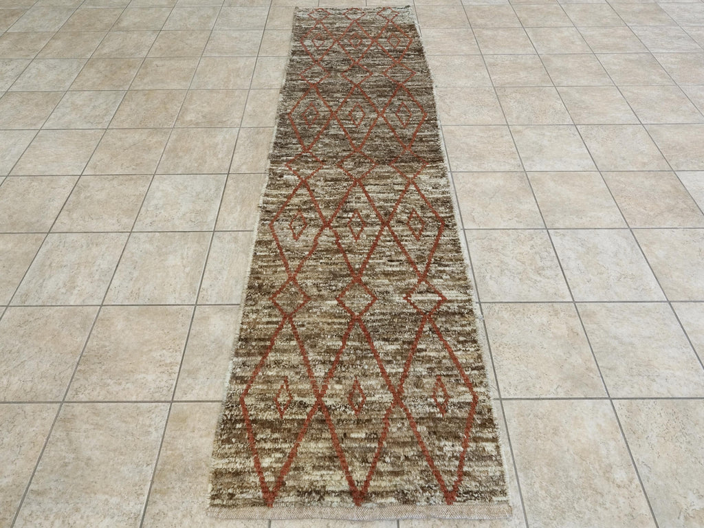 10 Ft Handmade Moroccan Runner Rug - Afghan Hallway Rug