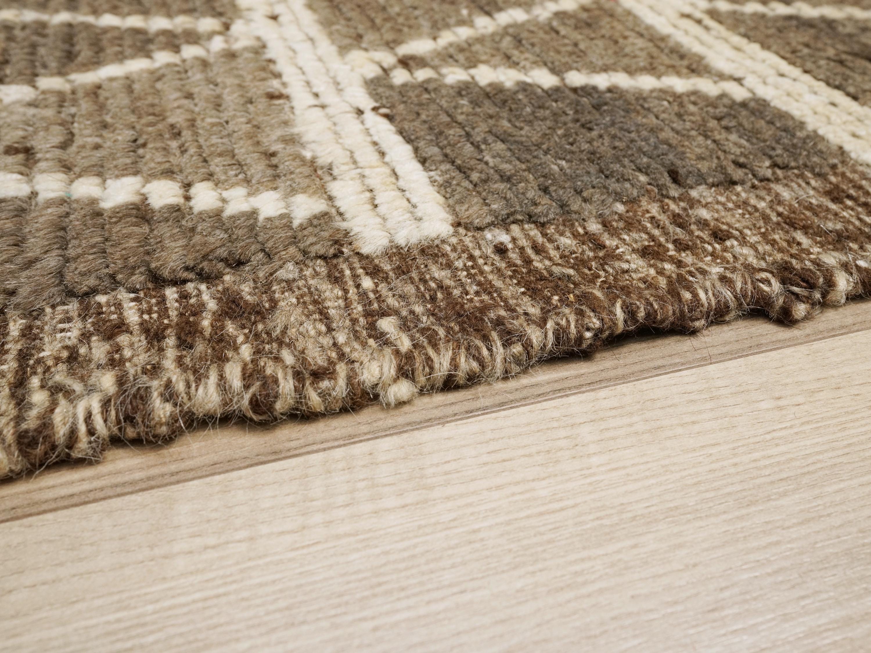 6x8 Ft Brown Moroccan Rug - Geometric Wool Rug