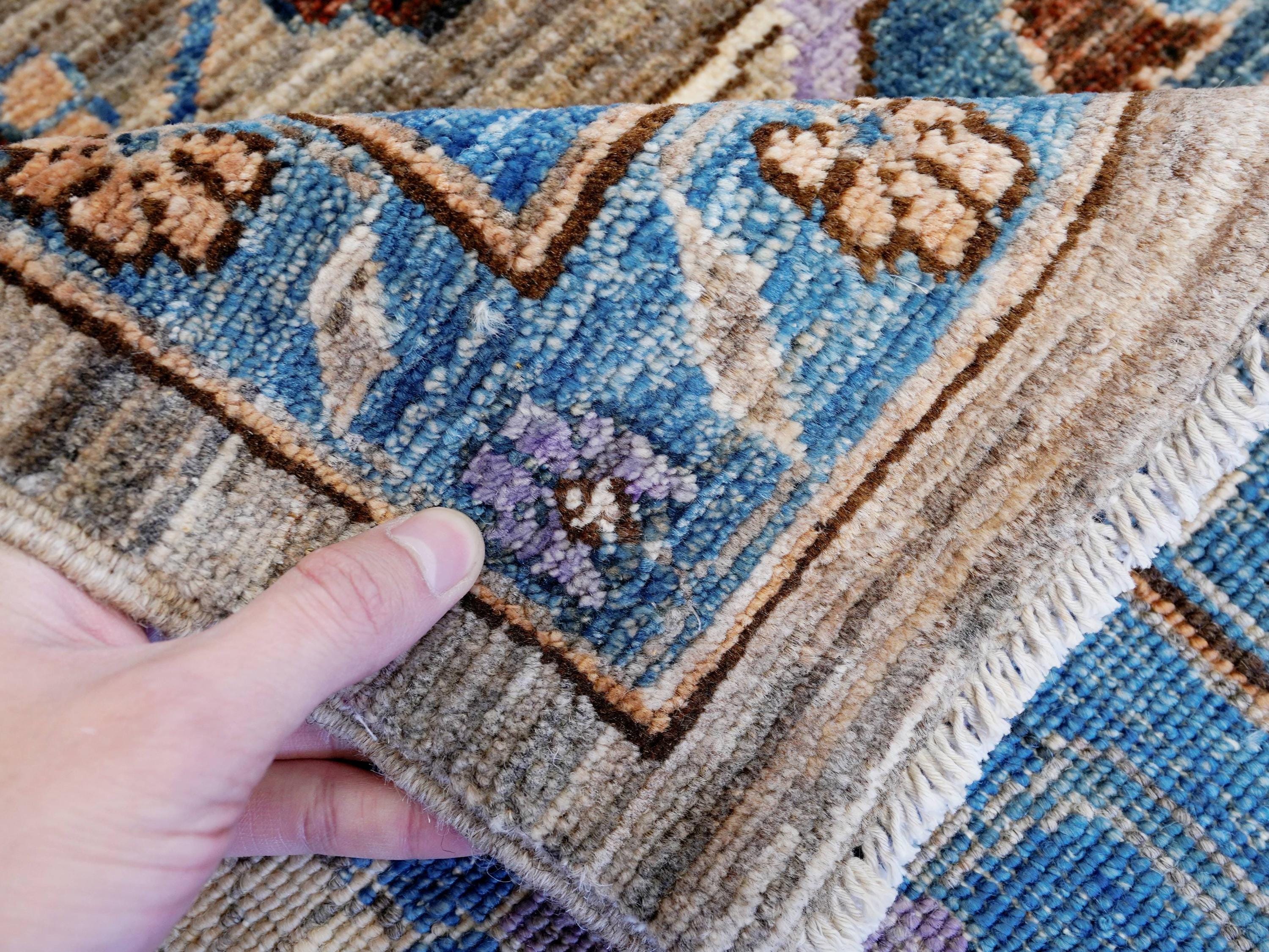 9x12 Ft Brown & Blue Serapi Rug - Hand Knotted Afghan Oriental Rug