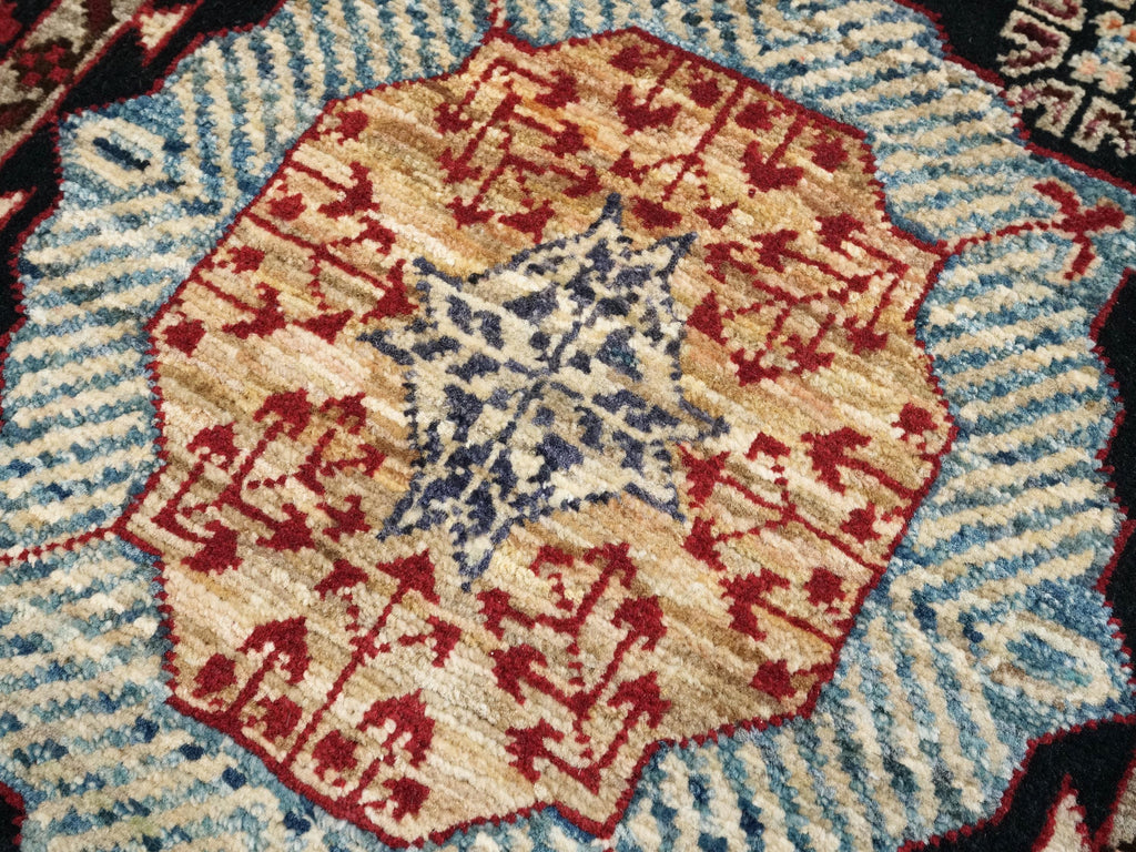 2x3 Ft Hand Knotted Mamluk Rug - Black & Red Oriental Accent Rug